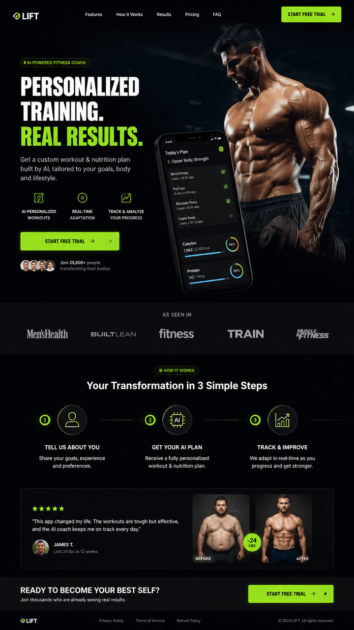 Landing page design